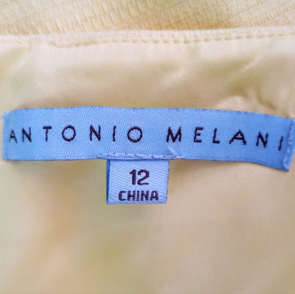 Antonio Melani butter yellow beaded and chain detail neckline shift dress - Picture 7 of 9